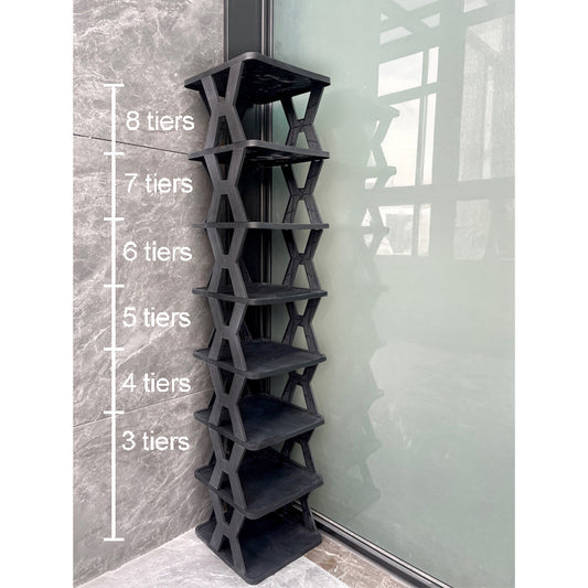 Stackable Plastic Shoe Rack, Vertical Dustproof Shoe Organizer, Sturdy Shoe Storage for Entryway