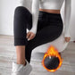 Pure Color Fleece Drawstring Slim Warm High-Waist Outerwear Leggings