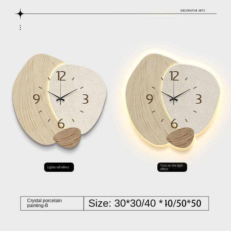 Cream Color Creative Living Room Wall Clock, Fashionable and Elegant Home Decor, No Drilling Required, Hanging Wall Clock
