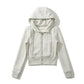 Drawstring hooded long sleeved jacket sweatshirt