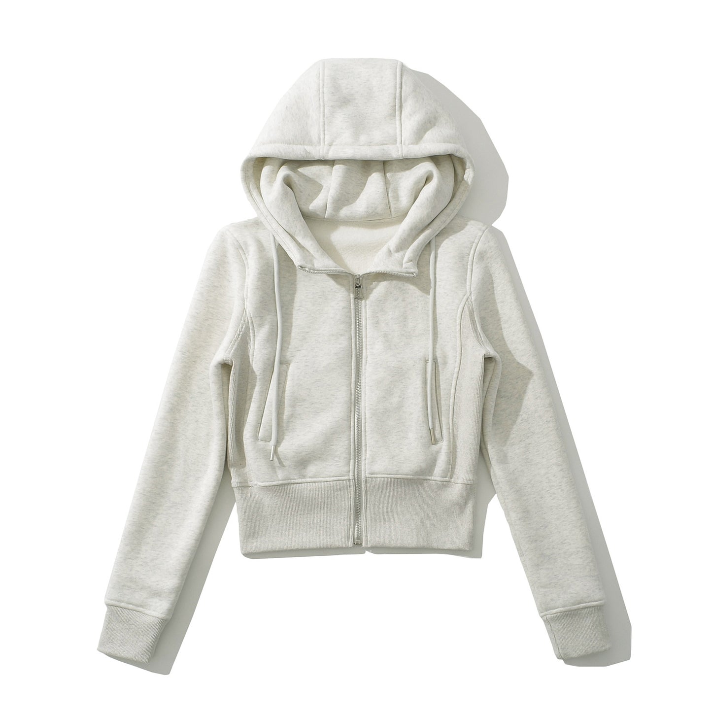 Drawstring hooded long sleeved jacket sweatshirt