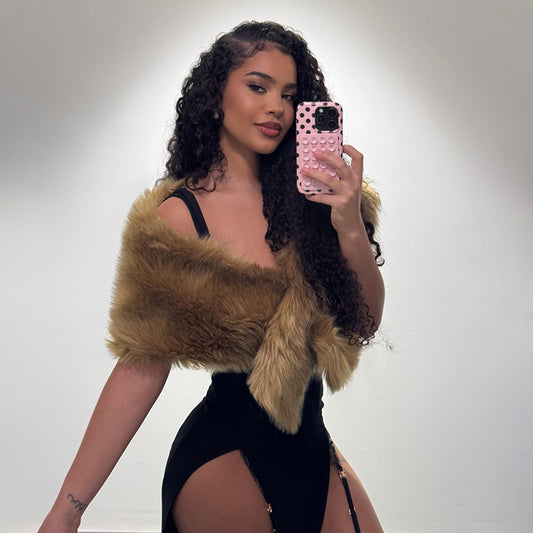 Wholesale New Faux Fur Scarf Shawl Warm Thick Fashionable Cape Sleeveless Coat