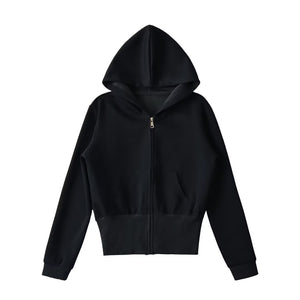 Long sleeved zipper hooded sweatshirt