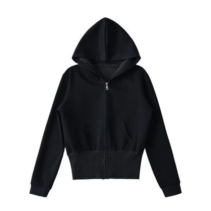Long sleeved zipper hooded sweatshirt