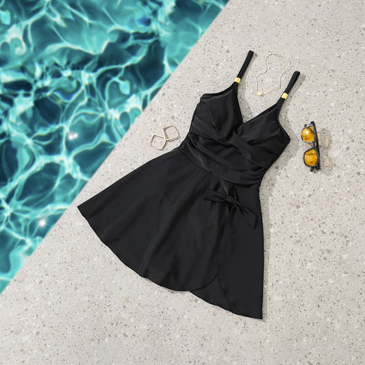 V-neck Skirt Pants Jumpsuit Slimming Sexy Bikini Swimsuit for Women