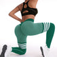Tight fit high waisted sports and fitness pants women's yoga pants seamless striped peach yoga pants hip lifting pants yoga clothes