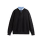 Fake Two-Piece Stripe Turn-Down Collar Sweater Top Knitwear