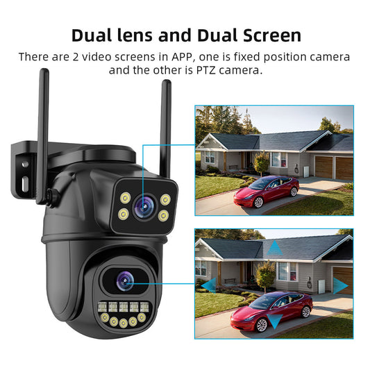 Dual screen wireless 360 degree mobile remote outdoor WiFi camera monitoring
