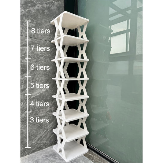 Stackable Plastic Shoe Rack, Vertical Dustproof Shoe Organizer, Sturdy Shoe Storage for Entryway