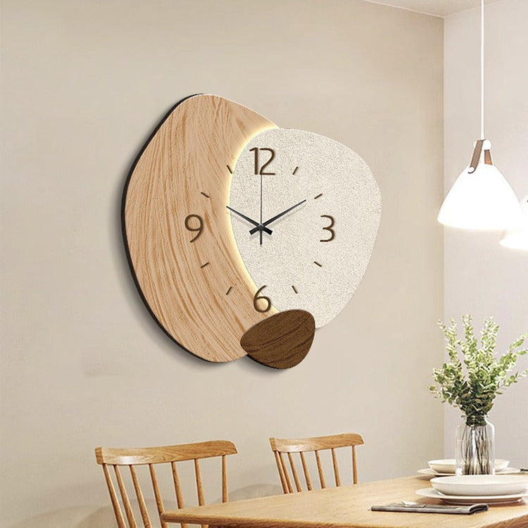 Cream Color Creative Living Room Wall Clock, Fashionable and Elegant Home Decor, No Drilling Required, Hanging Wall Clock