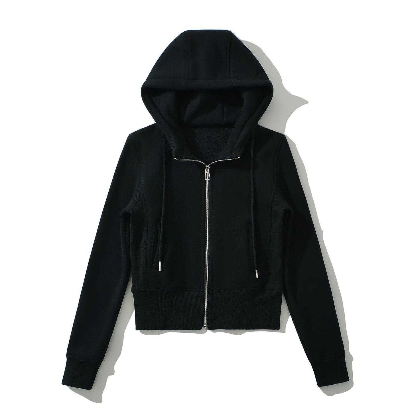 Drawstring hooded long sleeved jacket sweatshirt