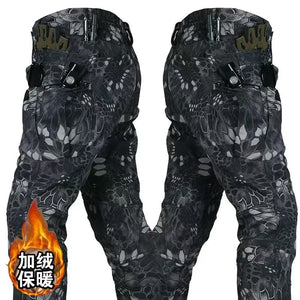 Factory Direct Sale Softshell Assault Pants for Men, Autumn and Winter Ski Multi-Pocket Fleece Pants, Wear-Resistant Work Tactical Camouflage Pants