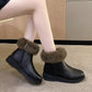 Thick and warm cotton shoes with added fleece, flat bottom and anti slip short tube bread shoes