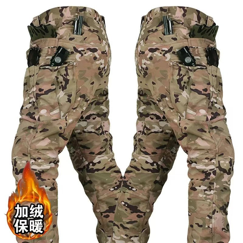 Factory Direct Sale Softshell Assault Pants for Men, Autumn and Winter Ski Multi-Pocket Fleece Pants, Wear-Resistant Work Tactical Camouflage Pants