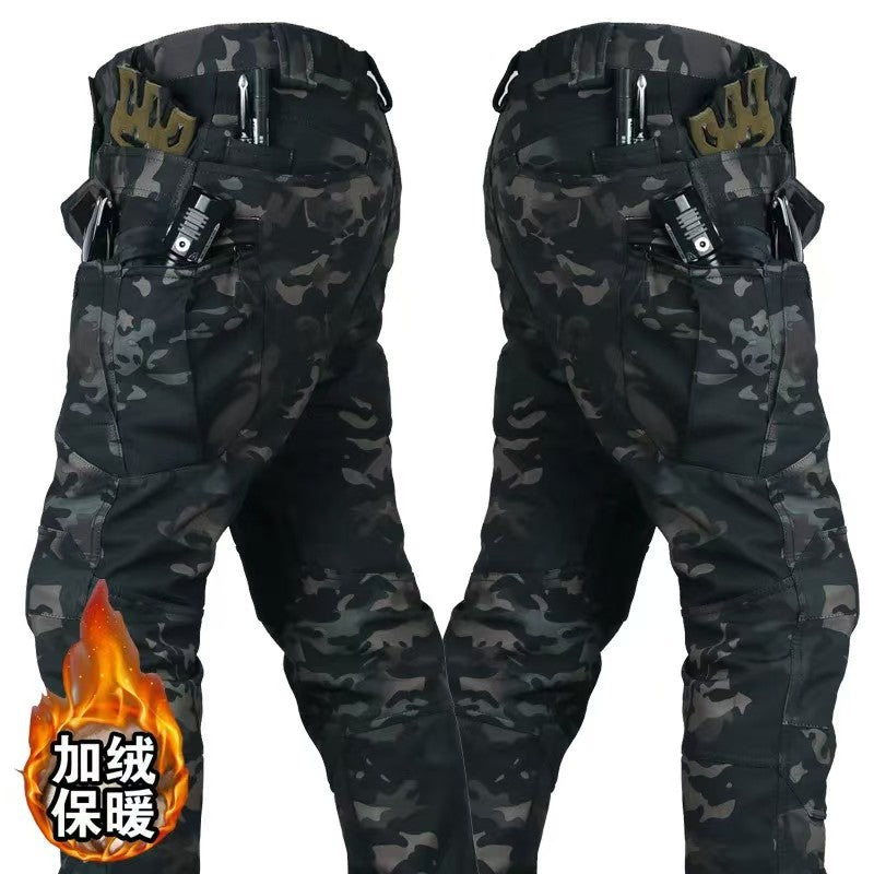 Factory Direct Sale Softshell Assault Pants for Men, Autumn and Winter Ski Multi-Pocket Fleece Pants, Wear-Resistant Work Tactical Camouflage Pants
