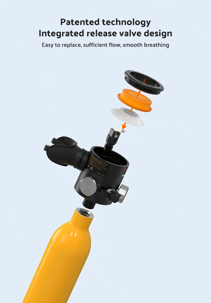 TUDIVING-0.5L Scuba Diving Tank Set,Mini Oxygen Cylinder with Full Face Snorkel Mask,Portable Travel Diving Kit for Scuba Diving