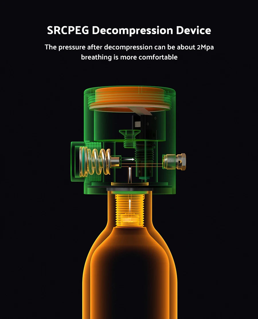 TUDIVING-0.5L Scuba Diving Tank Set,Mini Oxygen Cylinder with Full Face Snorkel Mask,Portable Travel Diving Kit for Scuba Diving