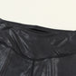 Navy Blue Crossed Dip Waist Sleek Leather Leggings