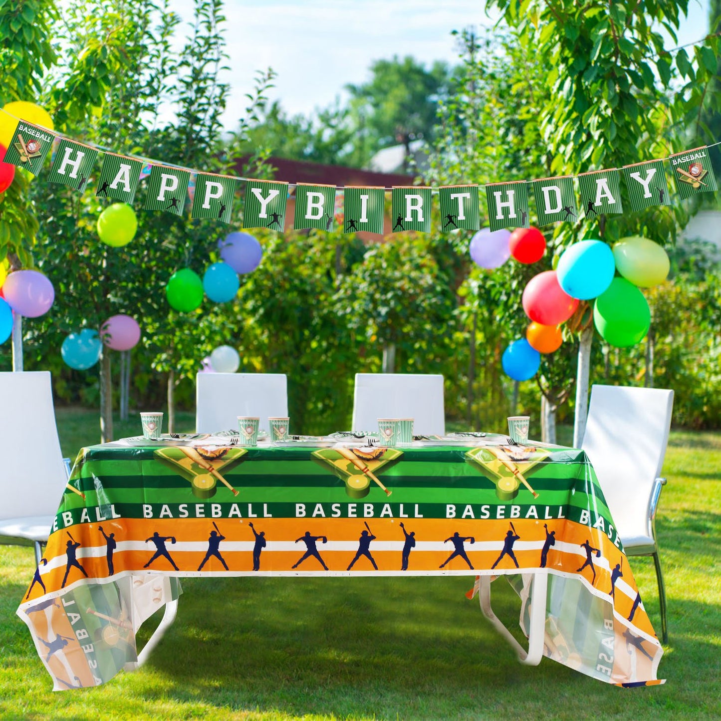 171Pcs Baseball Party Supplies Kit Baseball Birthday Party Disposable Dinnerware Set Baseball Themed Party Tableware Decorations Cups Plates Napkins Spoons Knives Forks Tableclothes