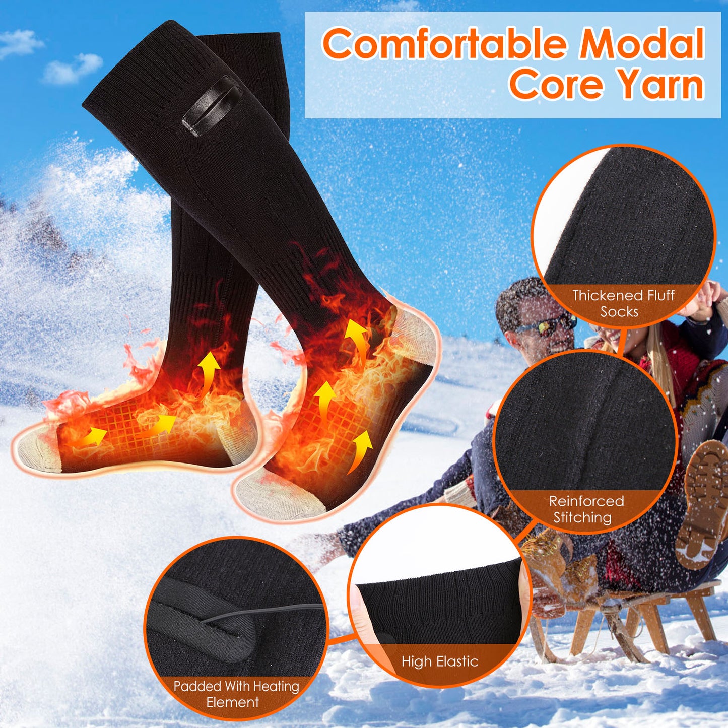 1Pair  Electric Heated Socks For Men Women